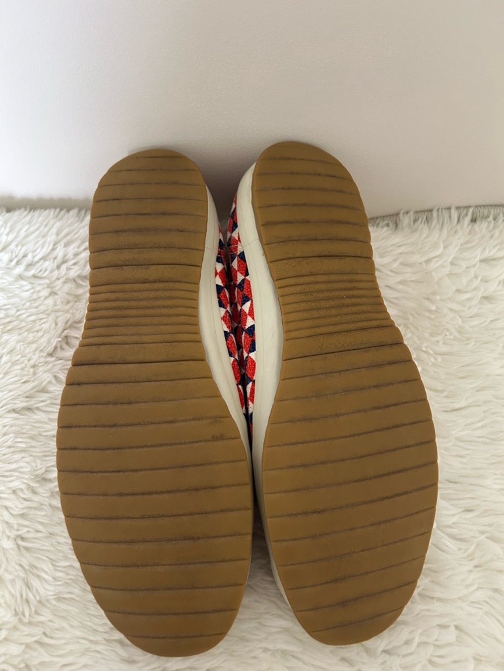 Tory Burch Sport Patterned Red & Blue Canvas Sneakers - Picture 14 of 14